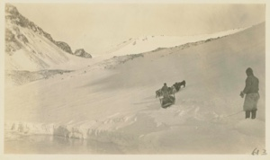Image of Sledging below dangerous ice foot